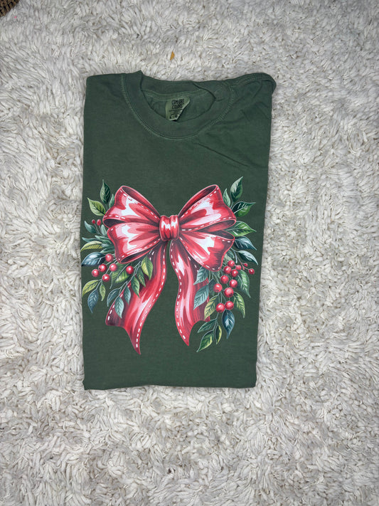 Green Christmas Bow Graphic Tee
