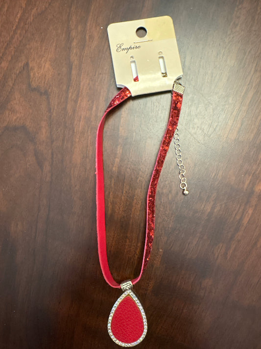 Red Choker with Teardrop