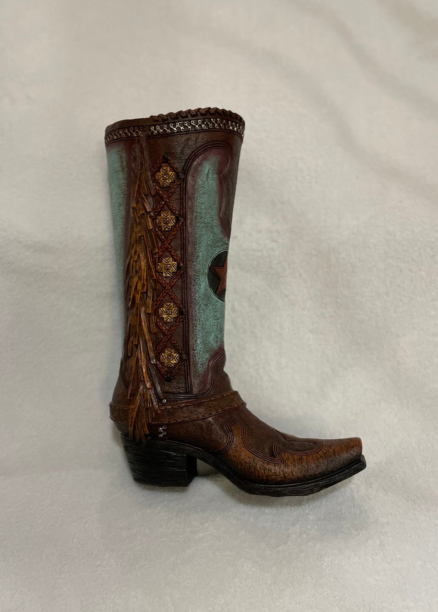 Brown and Green Boot Vase 9"x11.5"