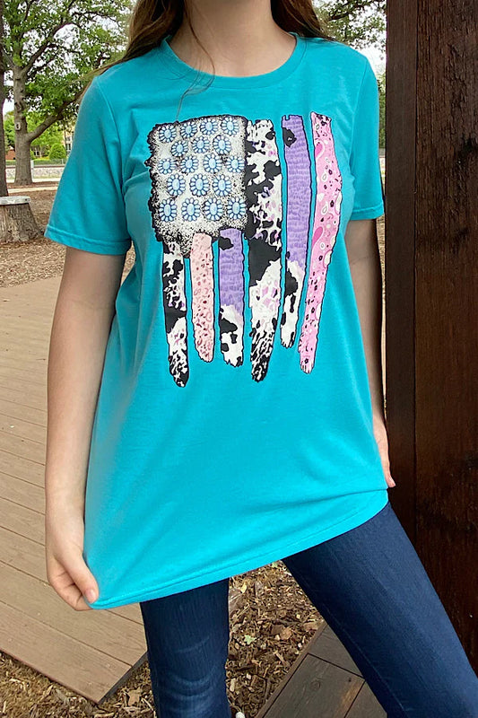 Western Flag Teal Graphic Tee