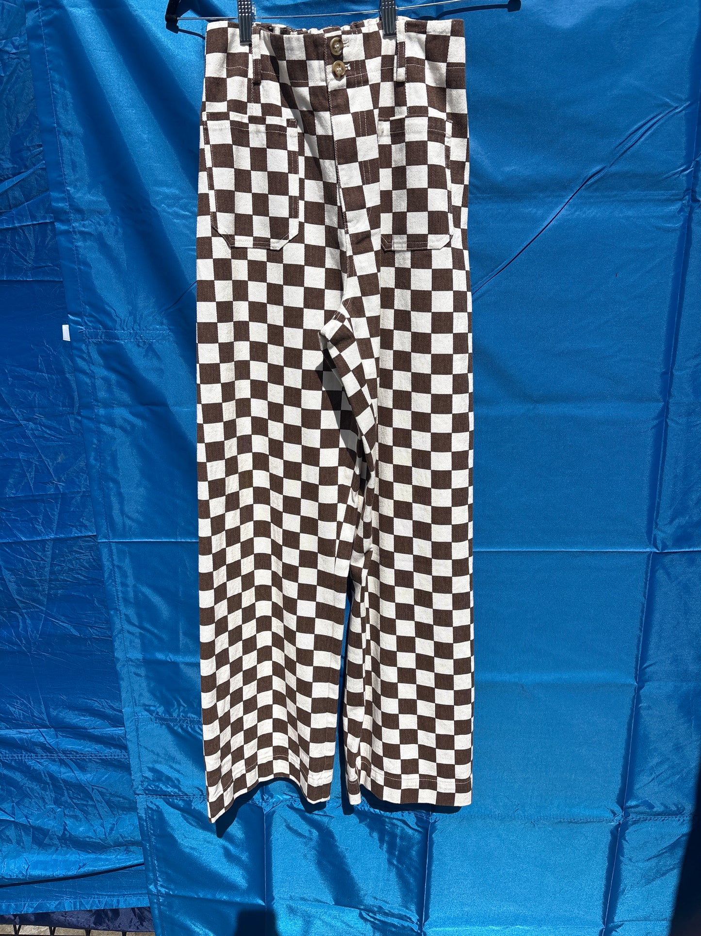 Brown and White Checkered Pants