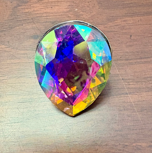 Iridescent Color Teardrop Ring