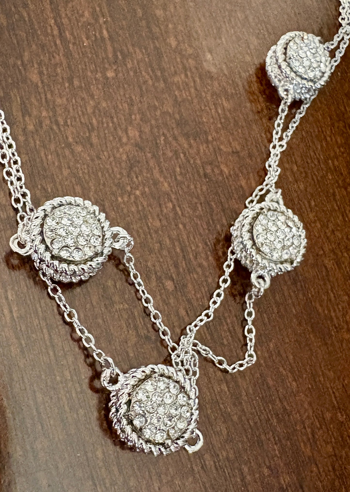 Layered Necklace with Round Crystals