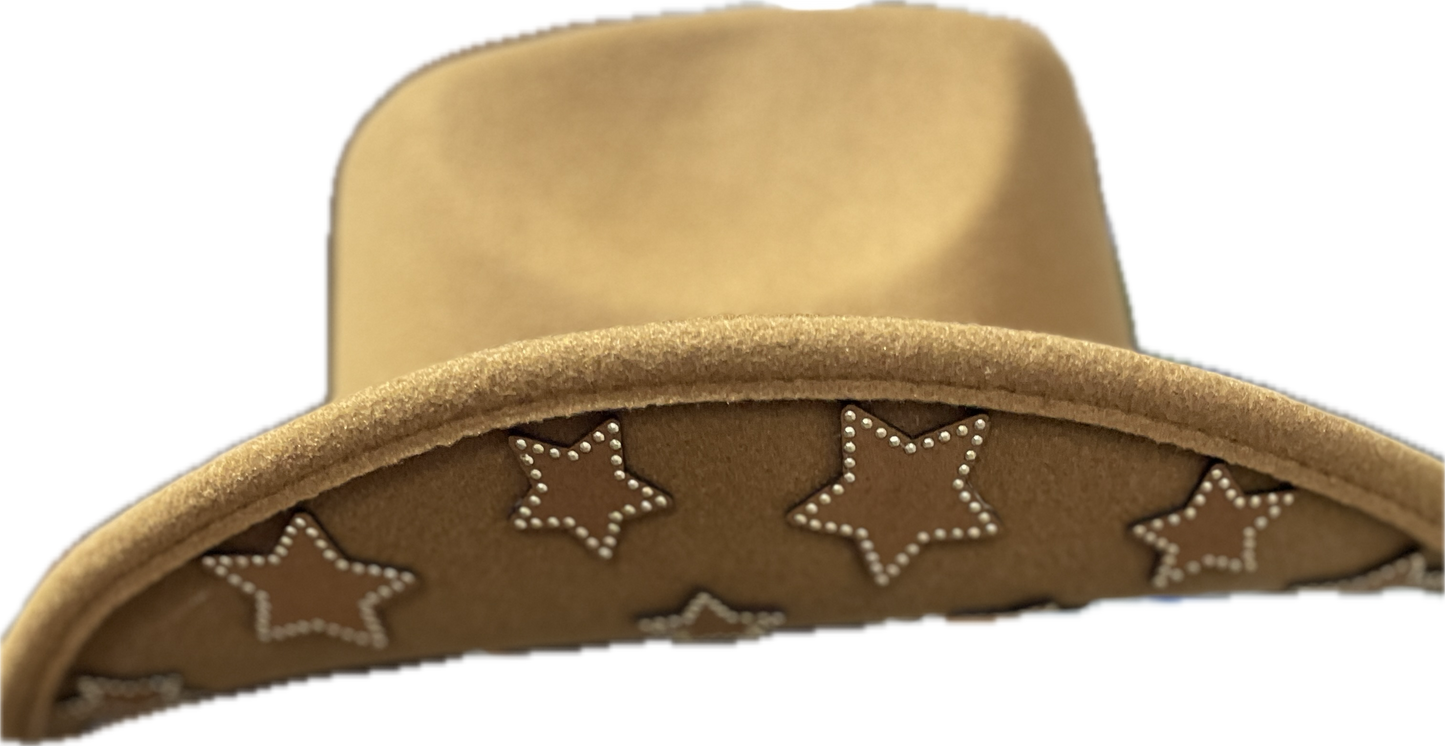 C C Tan Cowgirl Hat with Stars