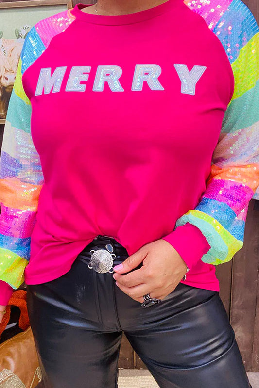 Merry Long Sleeve with Neon Sequined sleeves