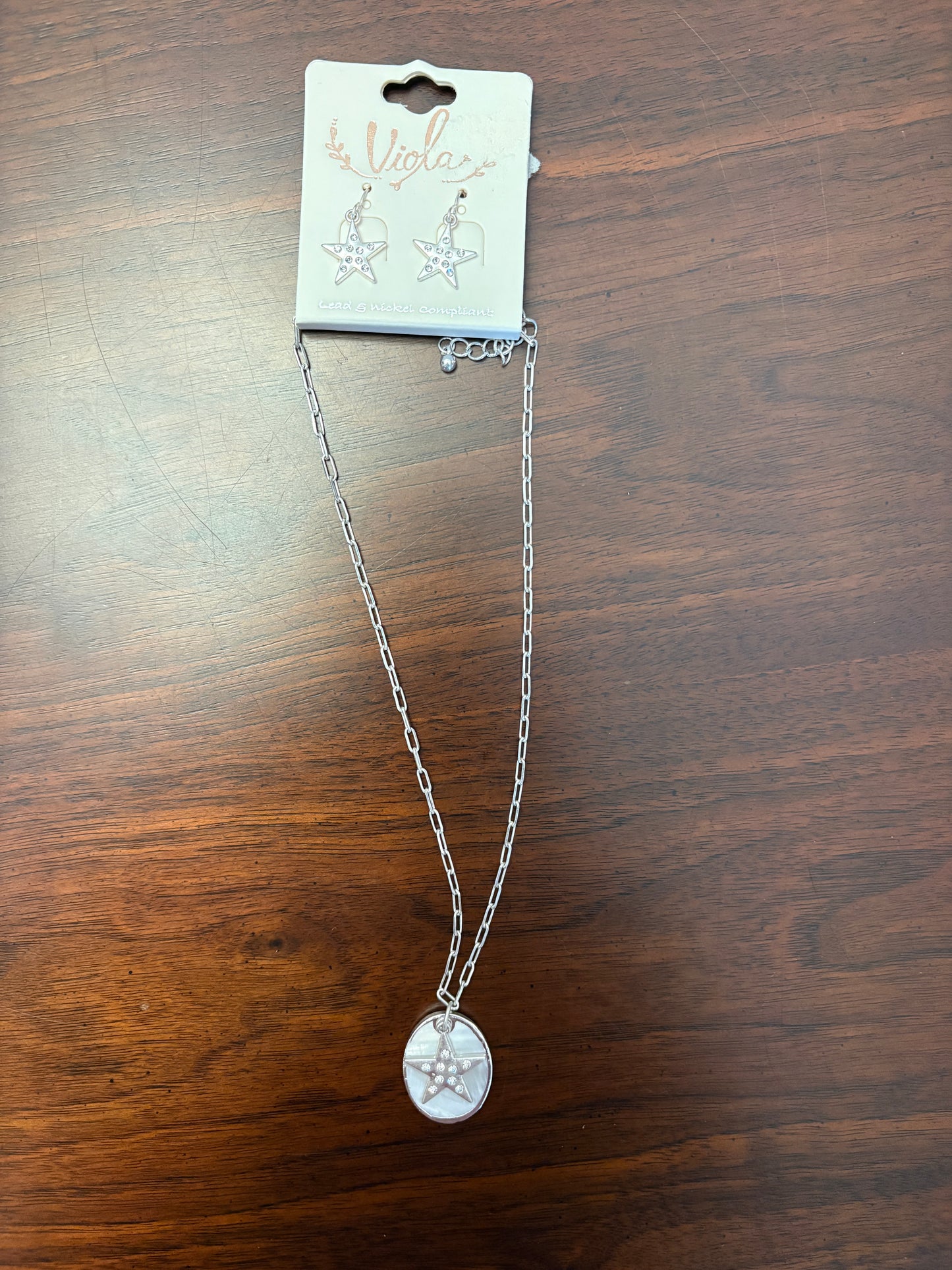 Silver Star Necklace and Earrings Set