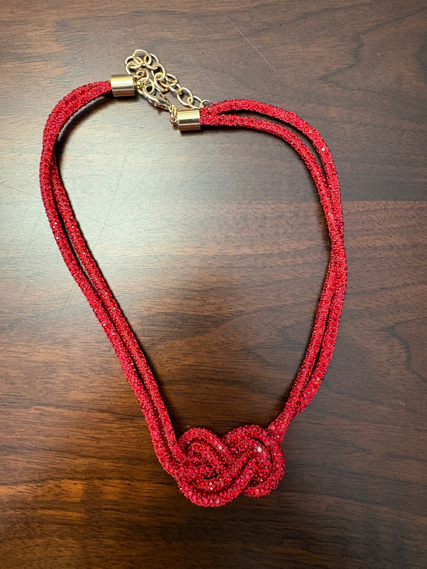 Rhinestone Rope Knot Layering Neclace