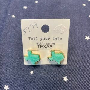 Turquoise Blingy Texas Stud with Gold Trim