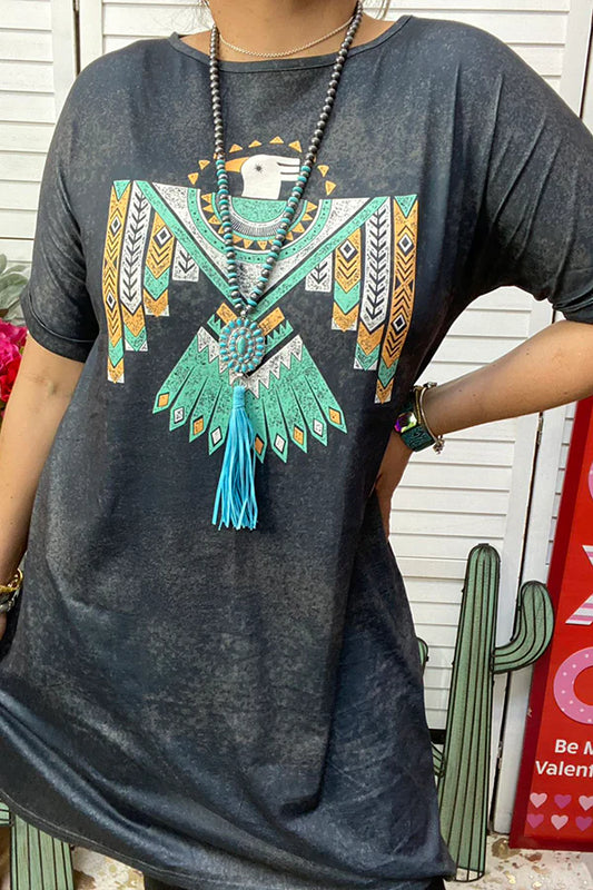 Dark Grey Aztec Eagle Dress