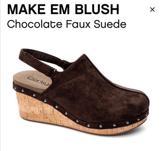 Corky’s Make ‘Em Blush Chocolate Faux Suede Closed Toe