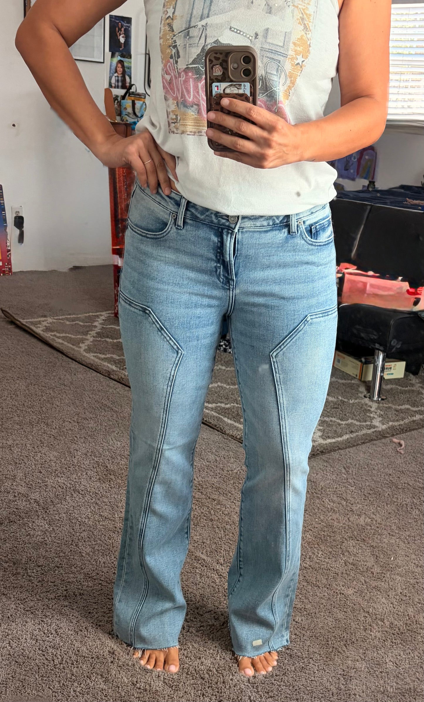 Bayeas Medium Denim Straight Leg Jean