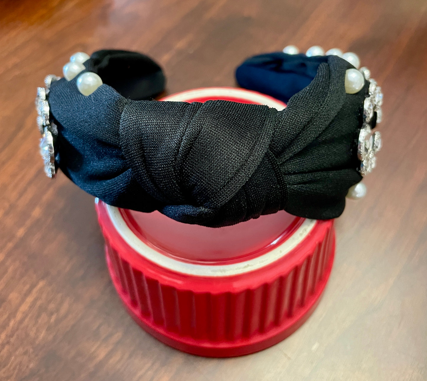 Crystal Pearl Black Headband
