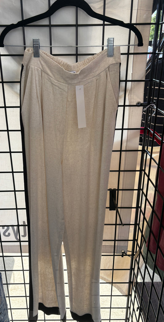 The Workshop Off White Pant with Stripe