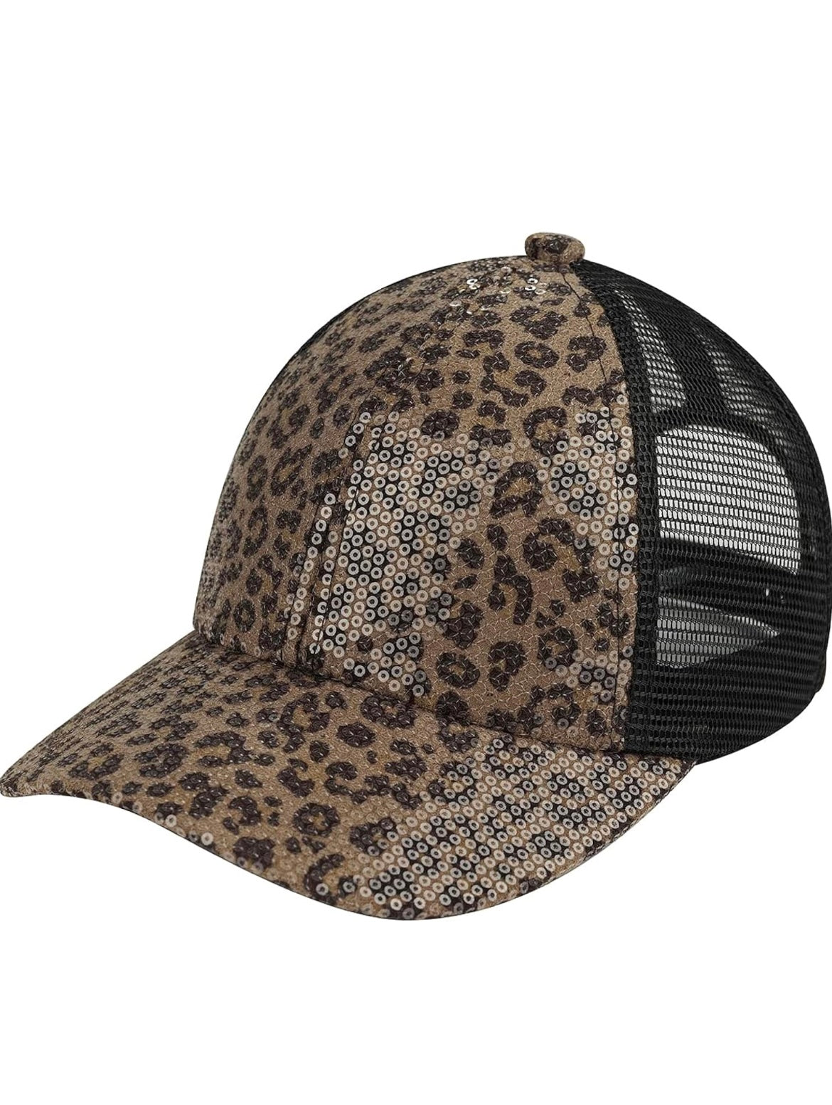 CC Glitter Sequin Hear Stone Baseball Cap with Mesh - Taupe