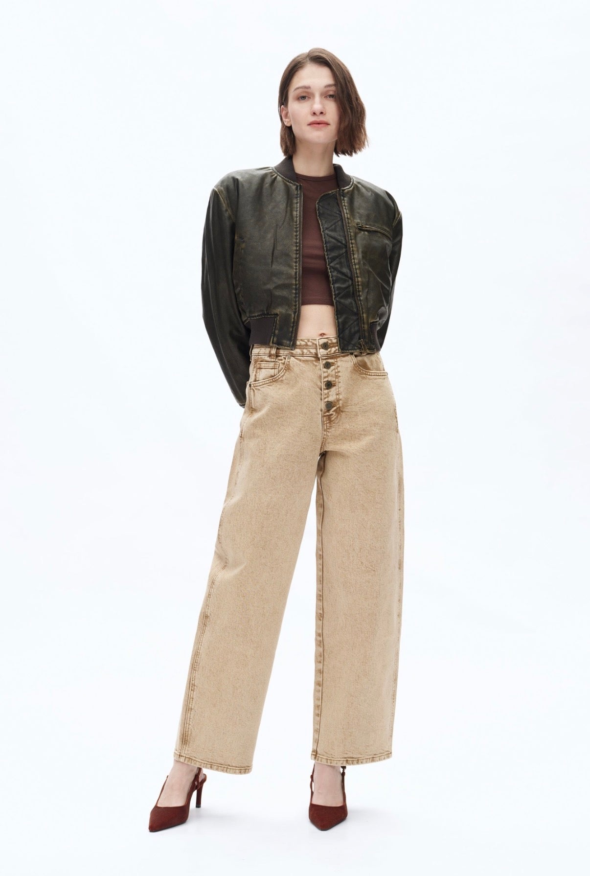 BAYEAS High Rise Barrel Jeans