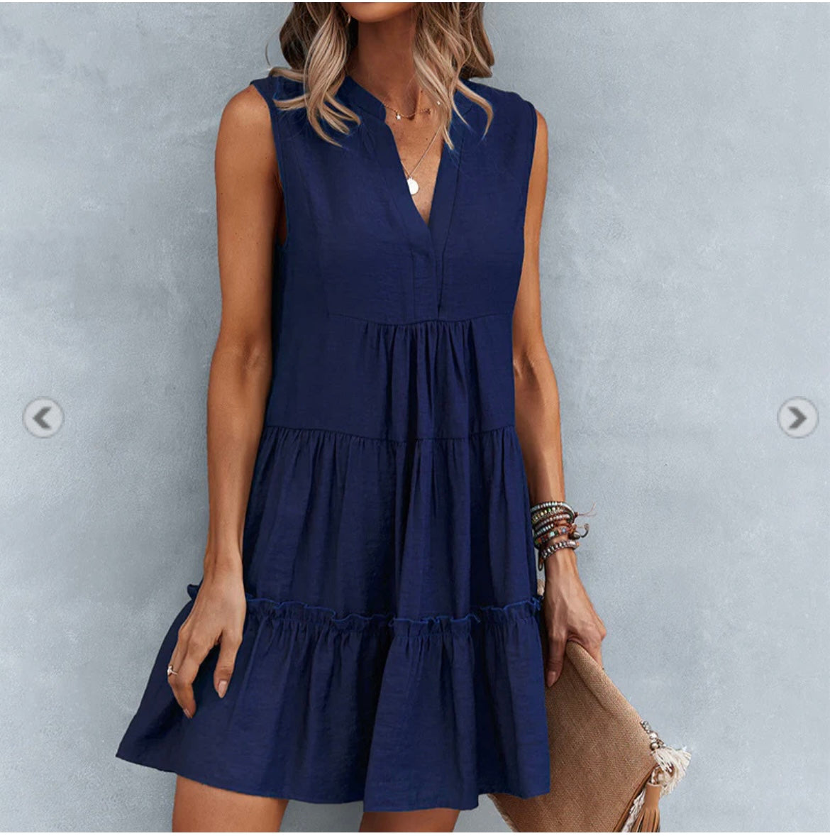 Sleeveless Short Collar Baby Doll Tier Dress