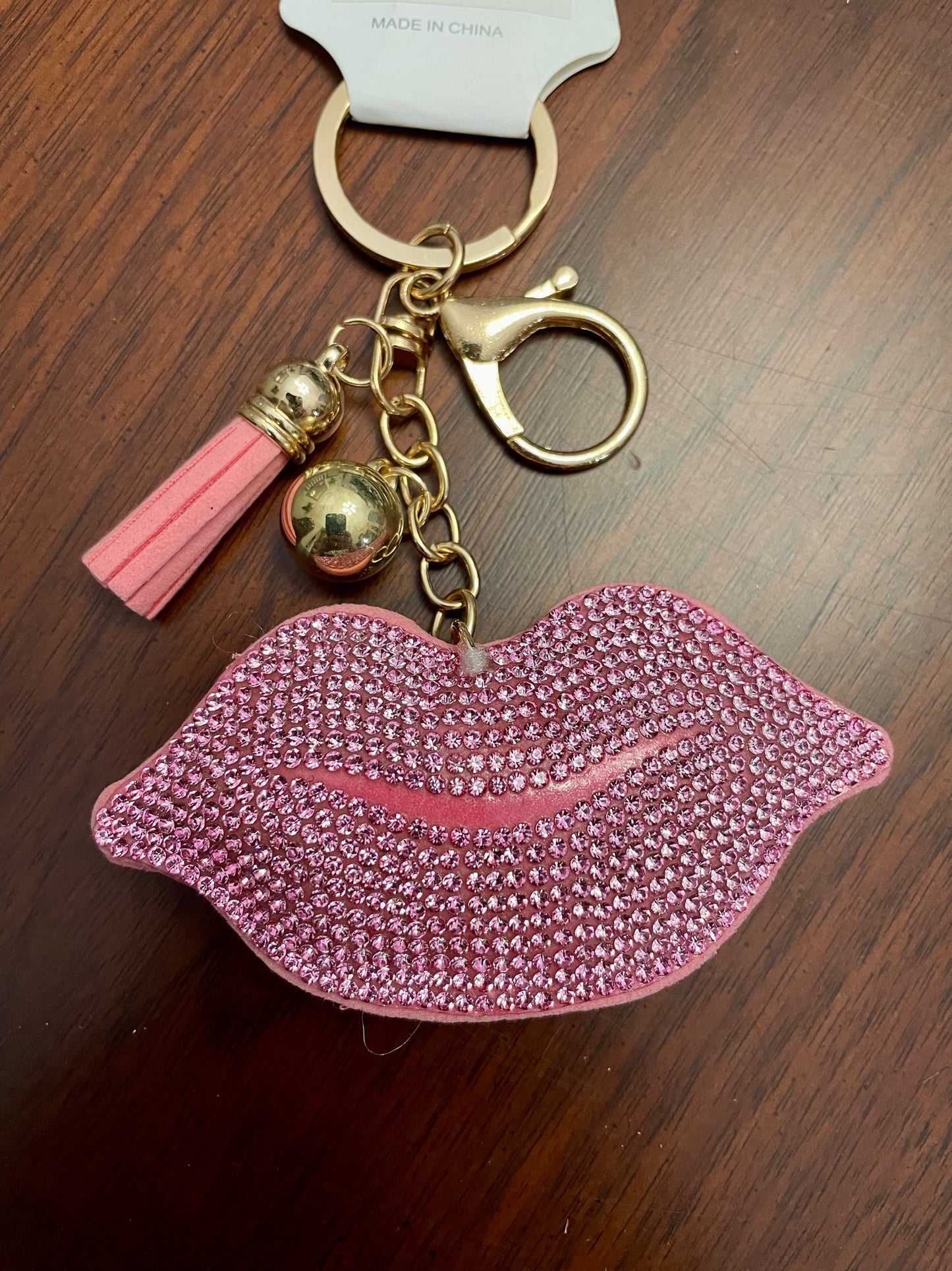 Sparkly Pink Lips Keychain