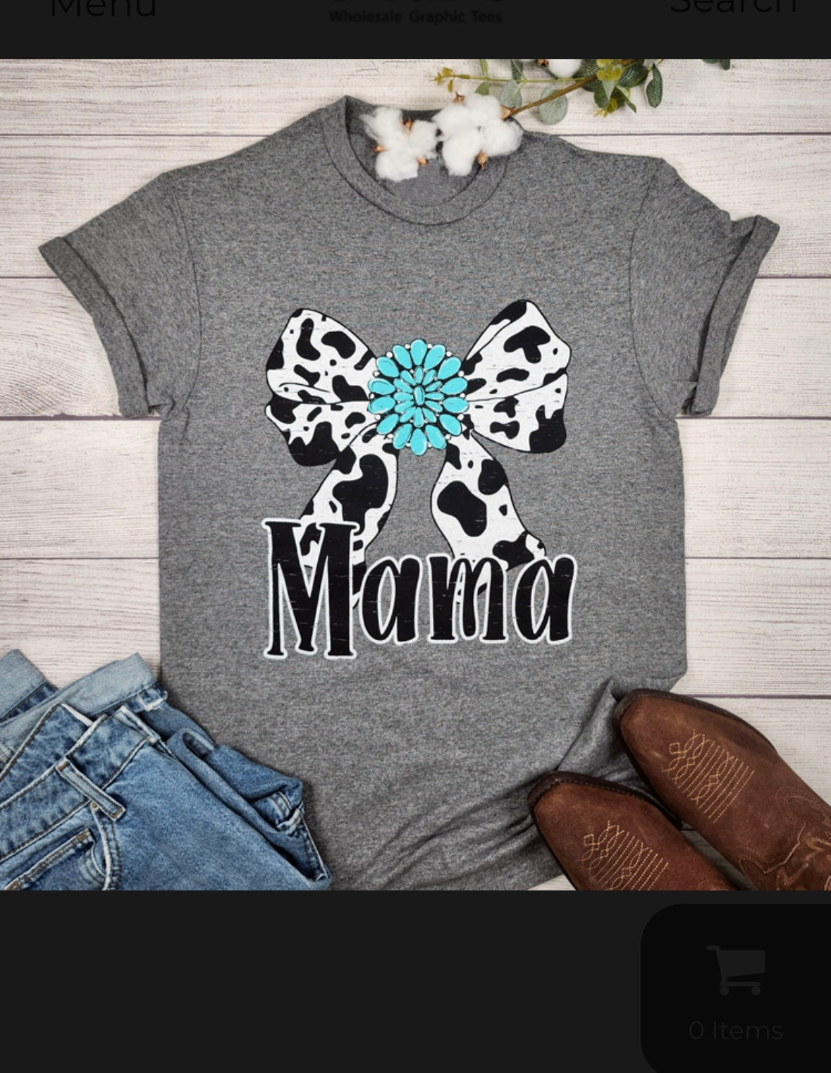 Cow Print Bow “Mama” Tee