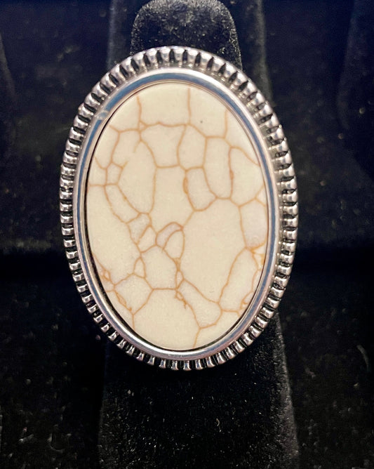 White Stone Oval Ring