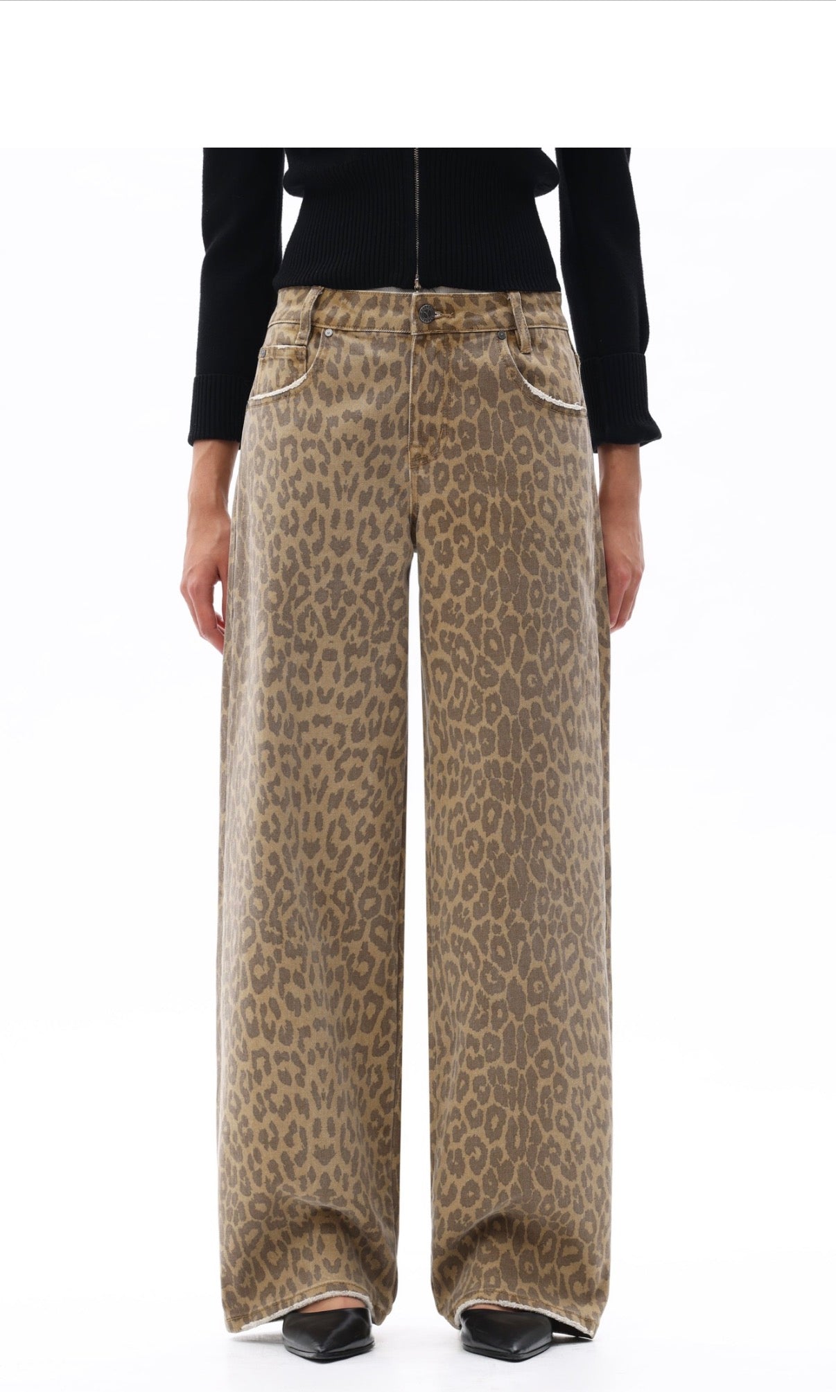 BAYEAS Mid-rise Leopard Straight Leg