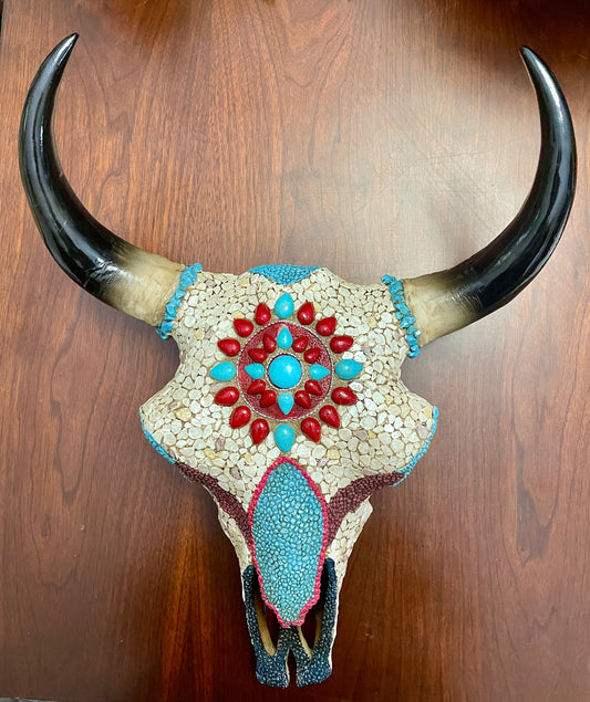 Mosaic Cow Skull Wall Art