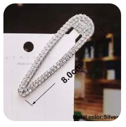 Rhinestone Crystal Snap Hair Clip 8cm