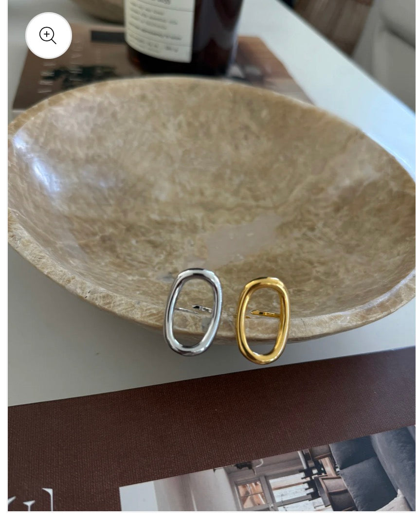 Open Oval 14k Plated Gold Ring