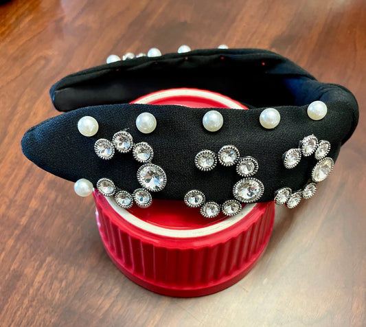 Crystal Pearl Black Headband