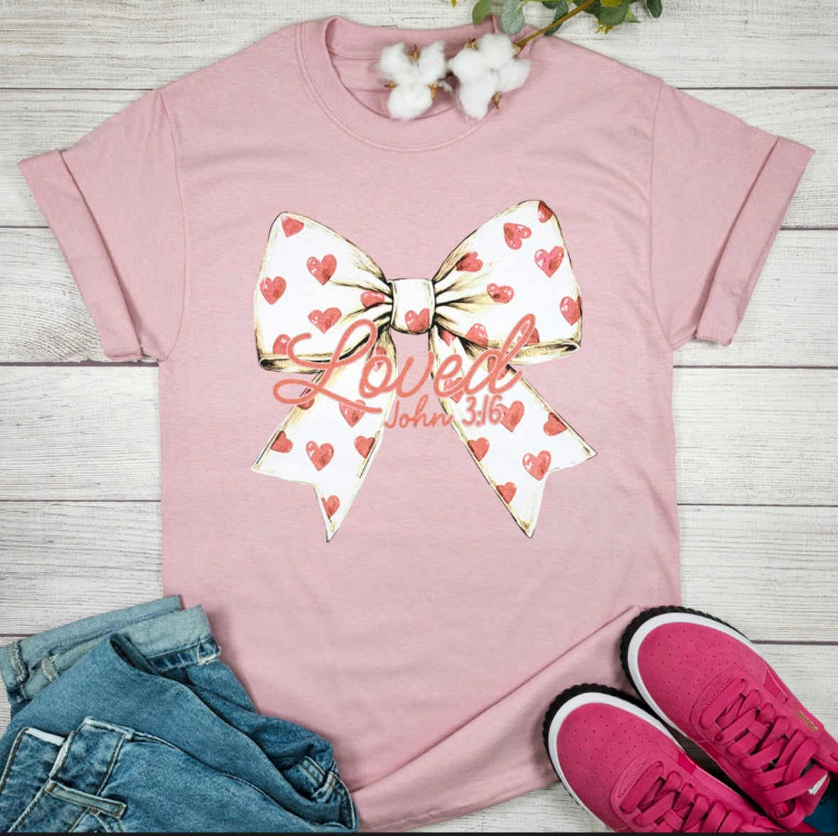 Pink Loved Tee with Bow