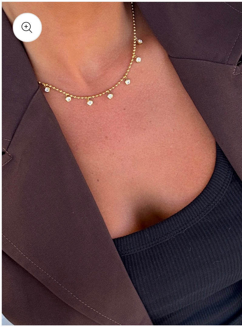 ChanSutt Dainty Gold Layering Necklace with AB Stones