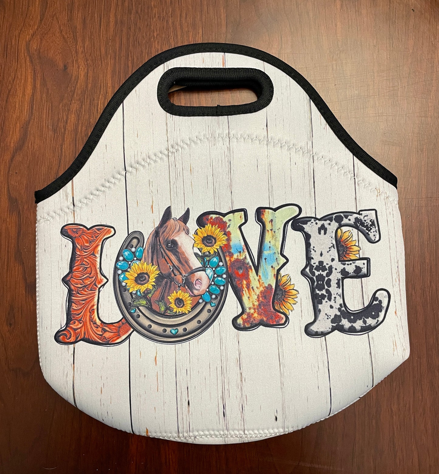 Neoprene “Love” Lunch Tote with Zipper