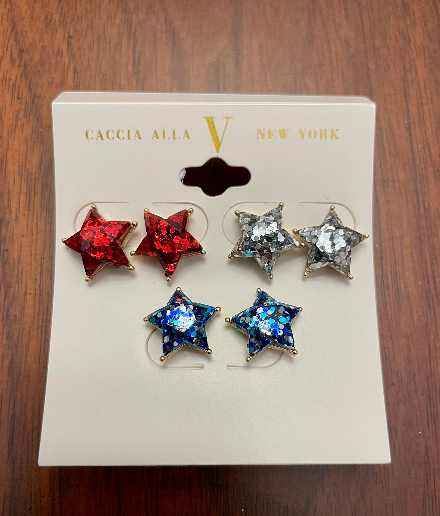 Set of 3 Star Studs - Red, White & Blue