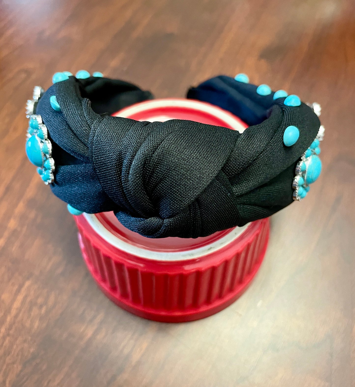 Turquoise Pearl and Black Headband