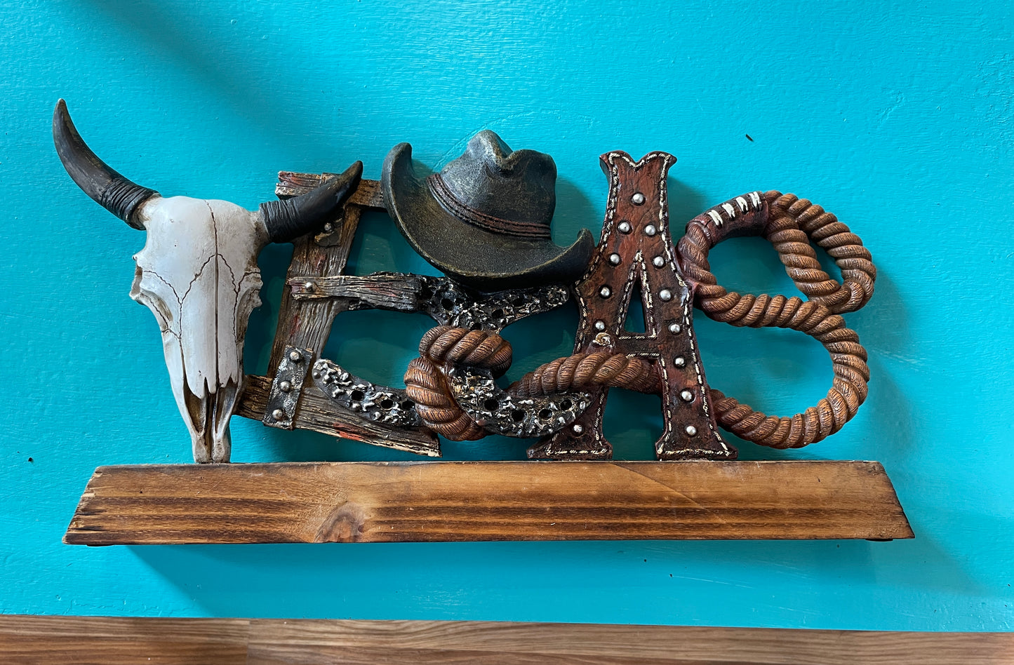 Western TEXAS plaque with Skull, Hat & Boots