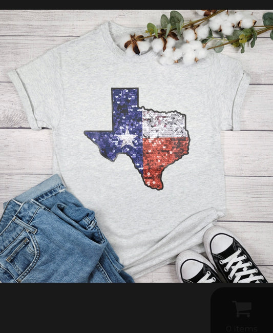 Grey Tee w/ Sparkly TX