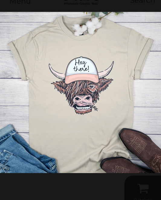 Beige Tee w/Hay There Highland