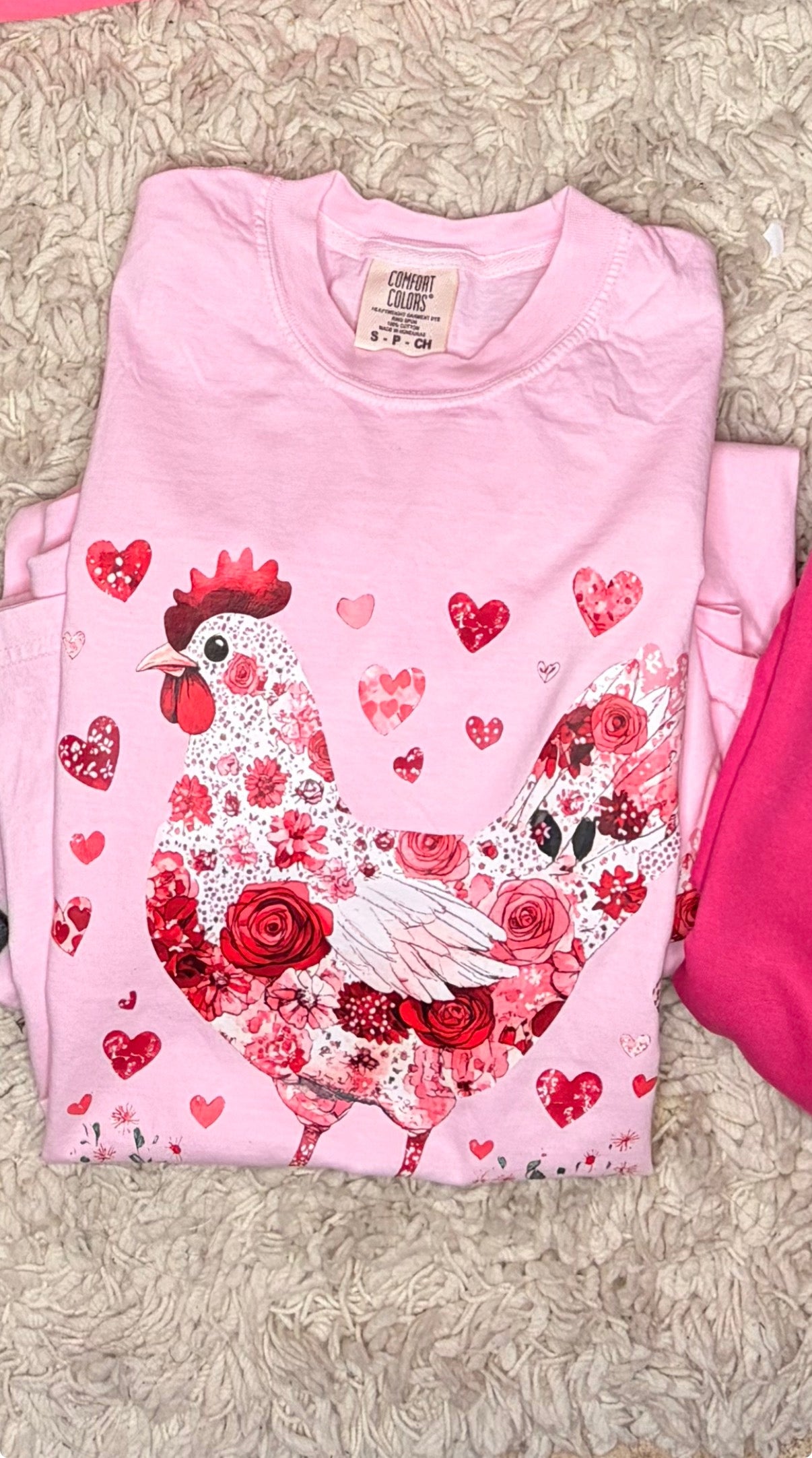 Valentine’s Day Chicken and Hearts Graphic Tee