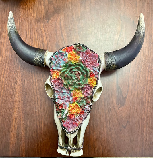 Cactus Succulent Flower Skull Wall Art