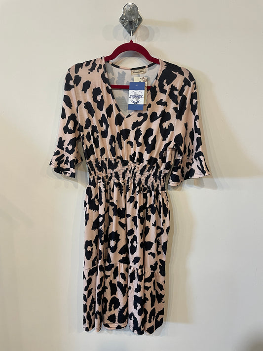 Cowprint Cynch Dress with Pockets