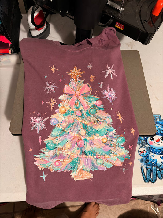 Pastel Christmas Tree Graphic Tee