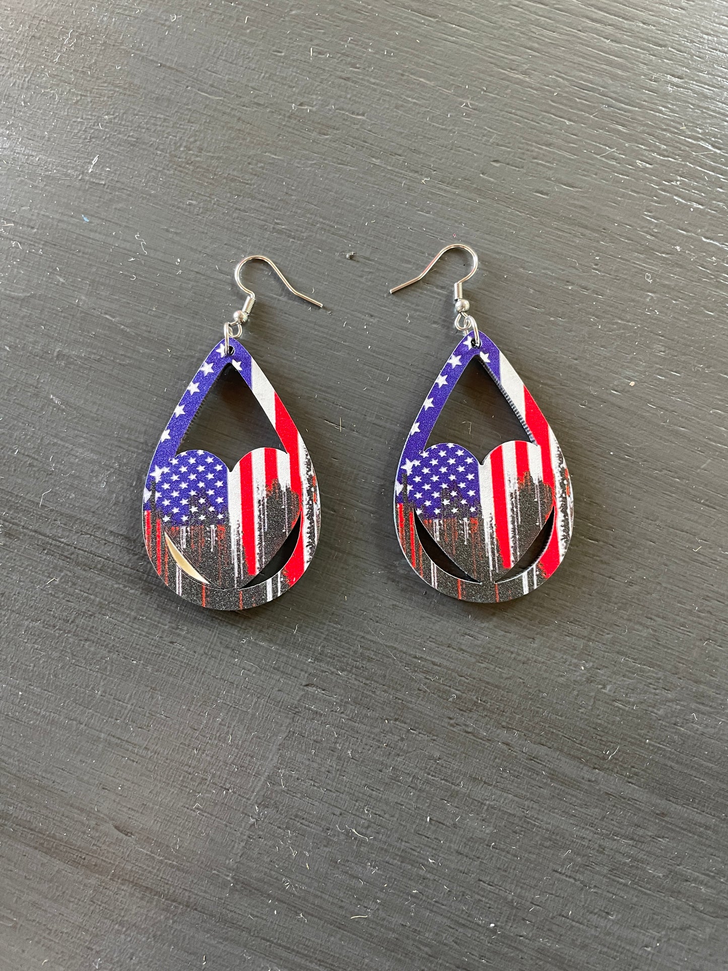 Patriotic Wooden Earrings