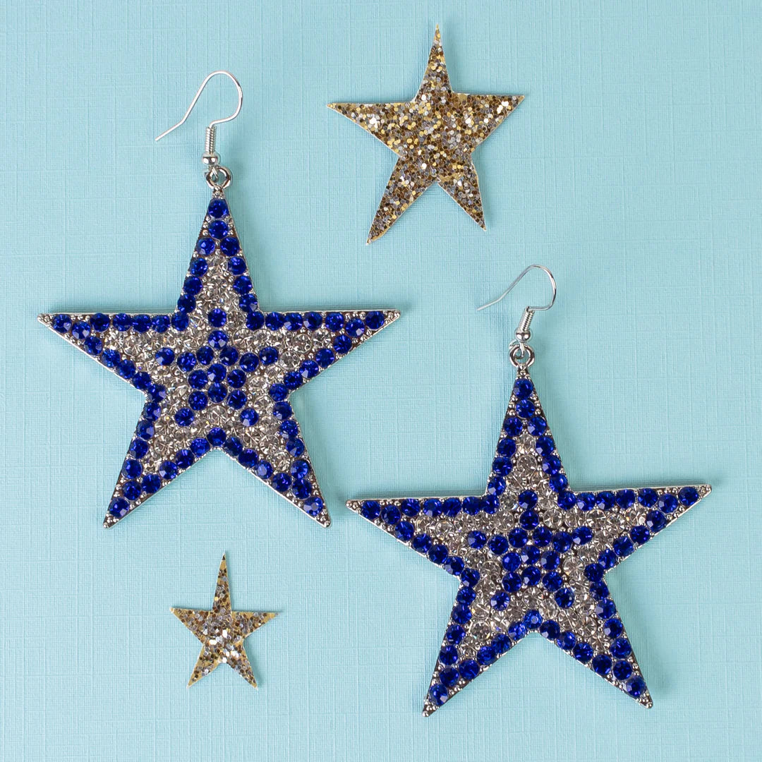 4th of July Star Earrings Blue & White