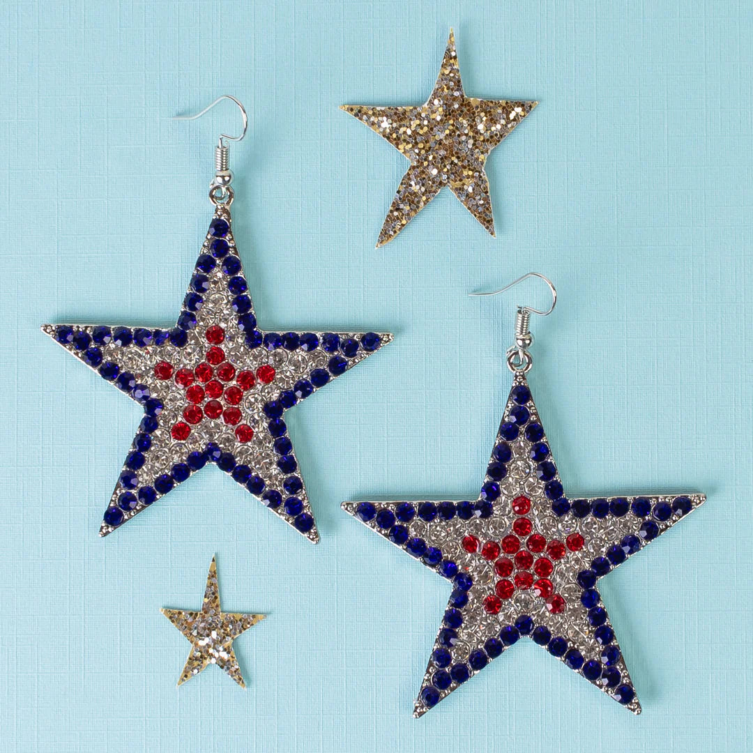 4th of July Star Earrings Red, White and Blue