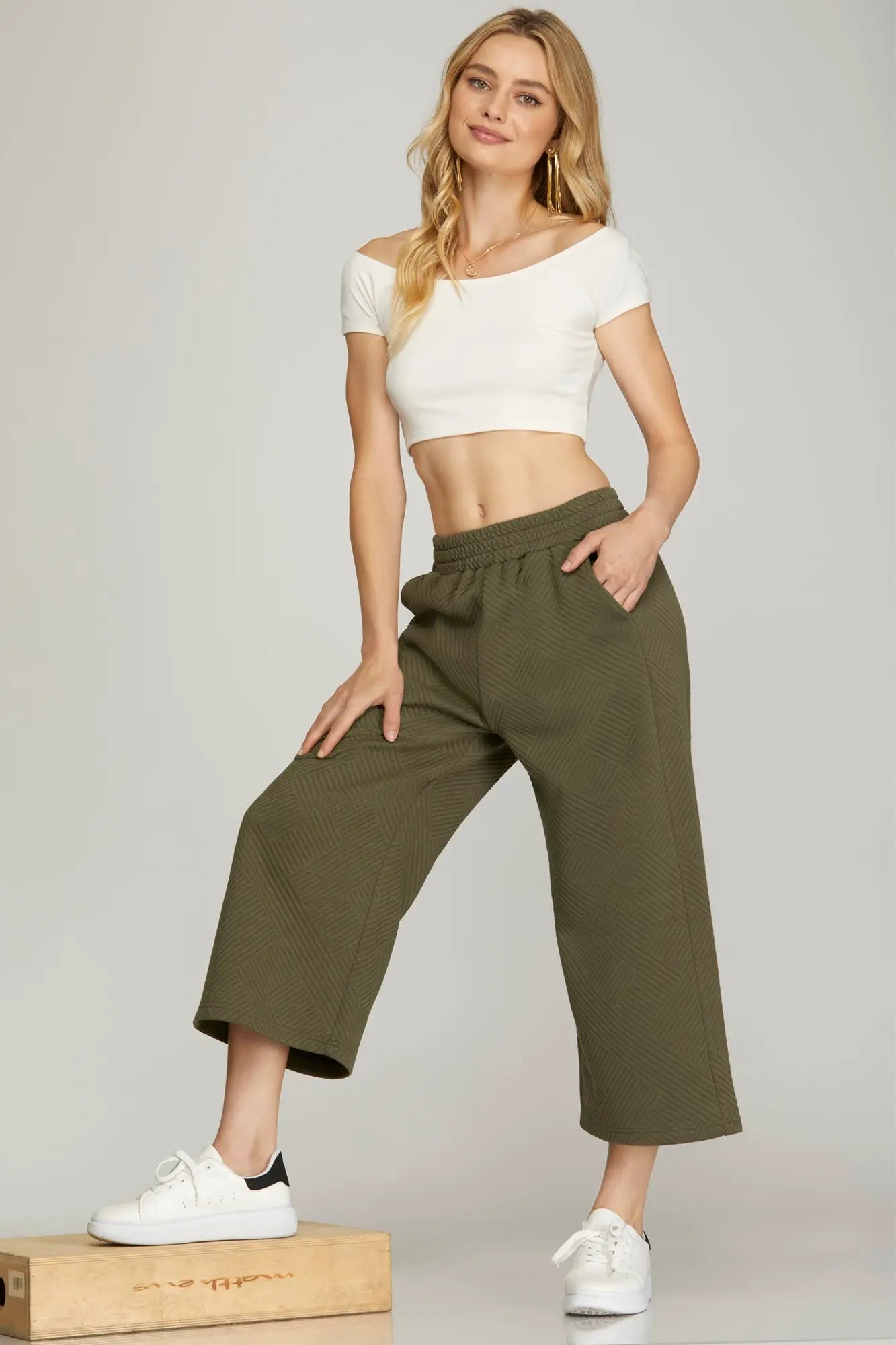 She & Sky Olive Quilted Textured Set