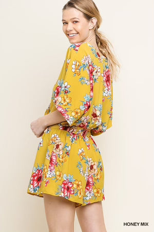 Yellow Floral Short Romper