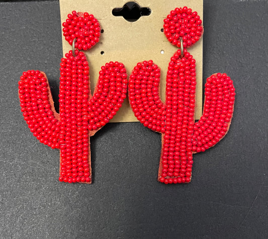 Beaded Cactus Earrings