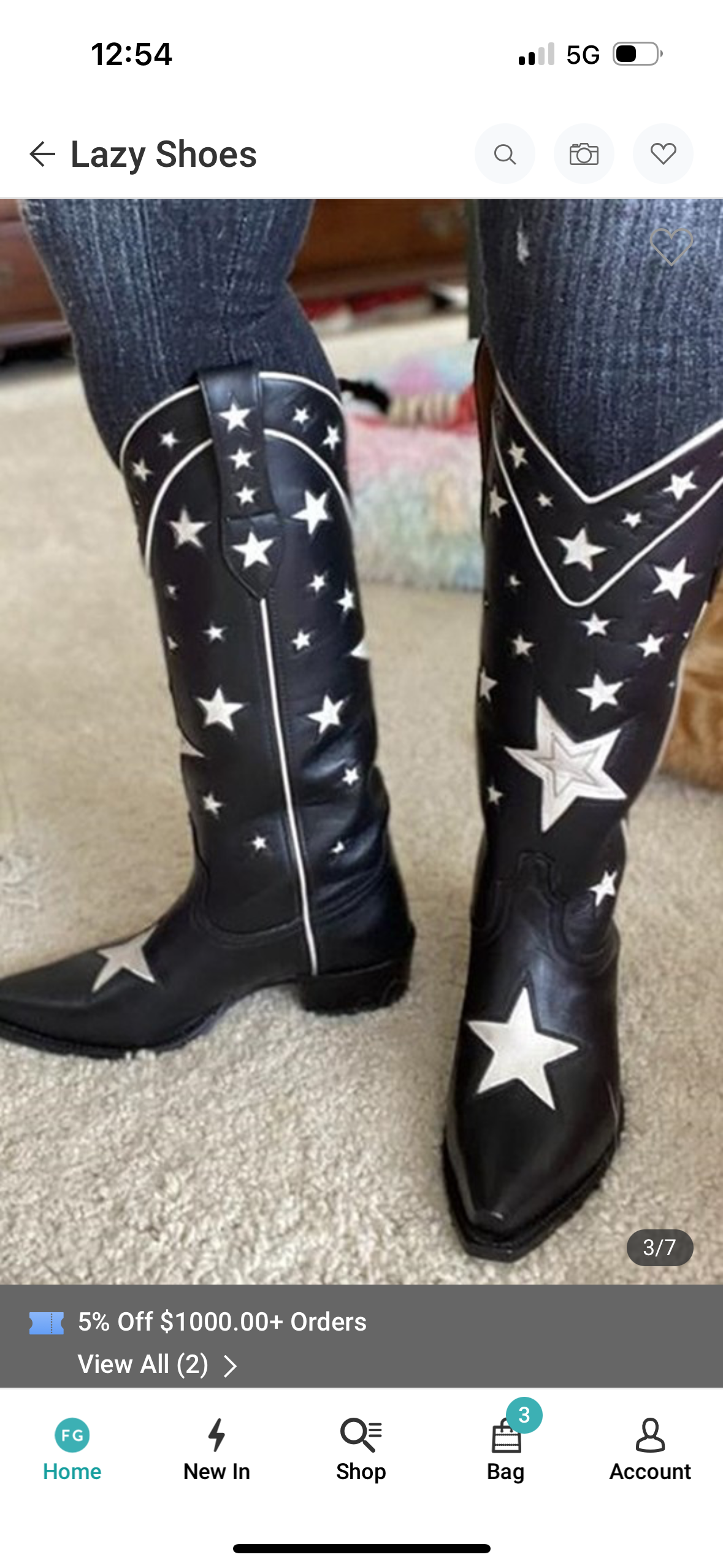 Black Cowboy Boots with White Stars