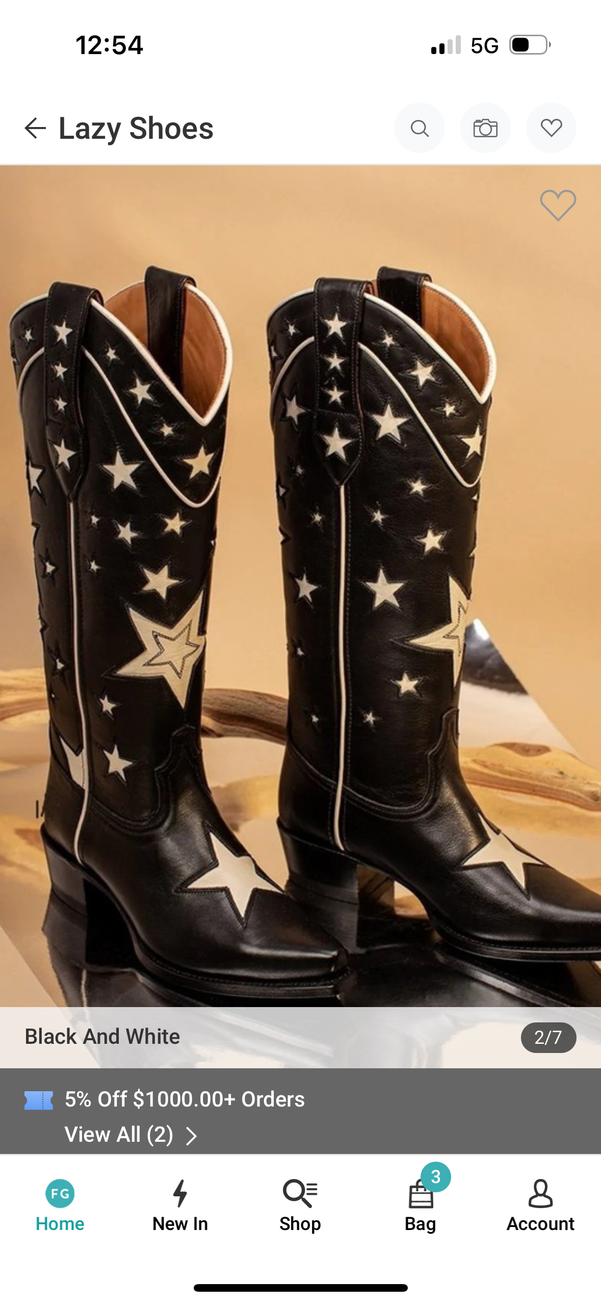 Black Cowboy Boots with White Stars