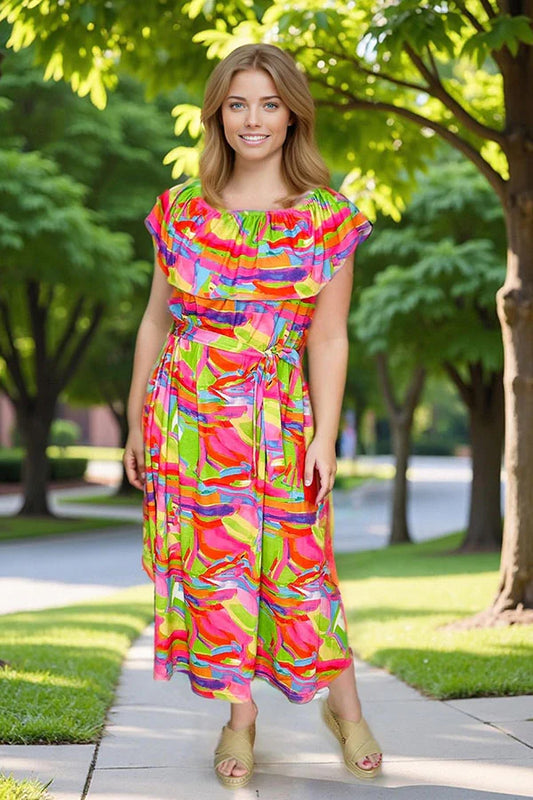 Multi Colored Neon Maxi Dress
