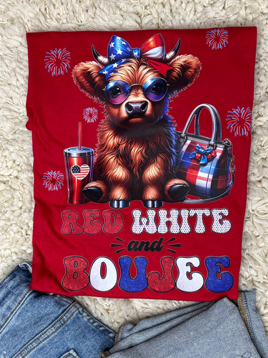 Red, White & Boujee Highland Graphic Tee
